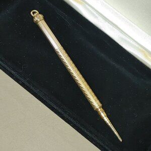 Gold Filled Sliding Propelling Pencil Gold Tone Mechanical Loop Writing Tool